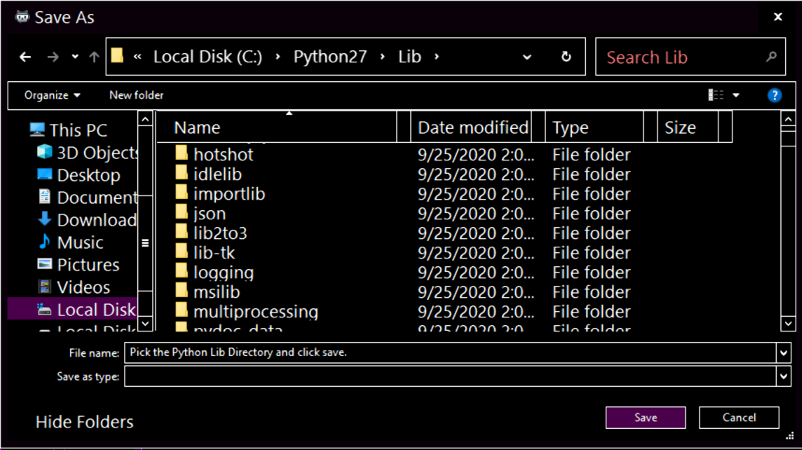 Python Lib folder location